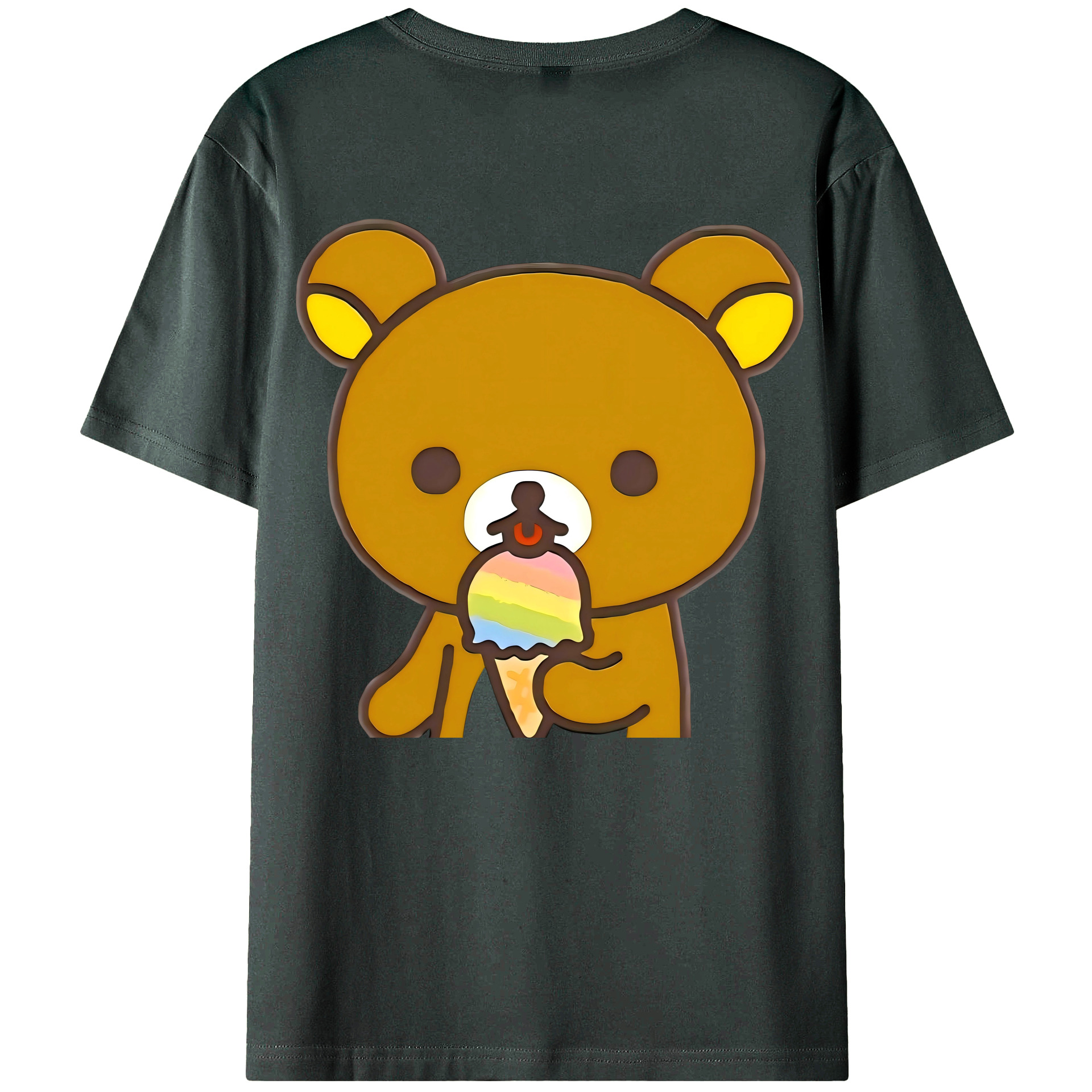 （画像用） リラックマ リラックマ キイロイトリ Rilakkuma Korilakkuma Kiiroitori 綿100％ メンズ半袖Tシャツ（バックプリント） 通気性